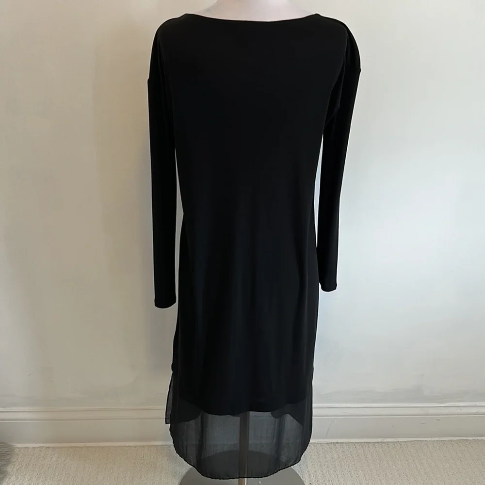 Eileen Fisher Black Silk Georgette Double Layer Dress